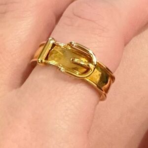 HERMES Belt Buckle Scarf Ring Gold Plated